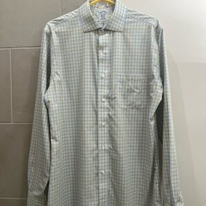 Brooks Brothers Light Blue and Yellow Check/Plaid Shirt